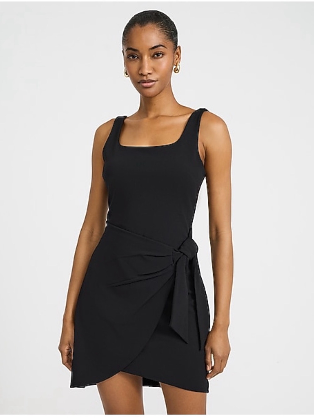 Express Black Mini Sheath Dress with Side Tie